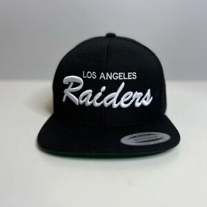 Los Angeles Raiders Script Classic Snapback Hat Adjustable Black & White/Silver